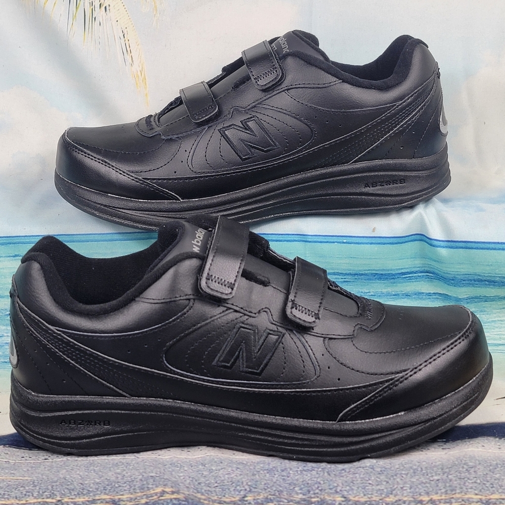 New Balance 577 Black Leather Walking Shoes Mens 9.5 Wide 2E